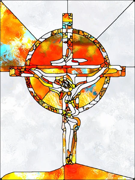 Faith Light Cross Stained Glass Series Design Composed Organic Church — Stock Photo, Image