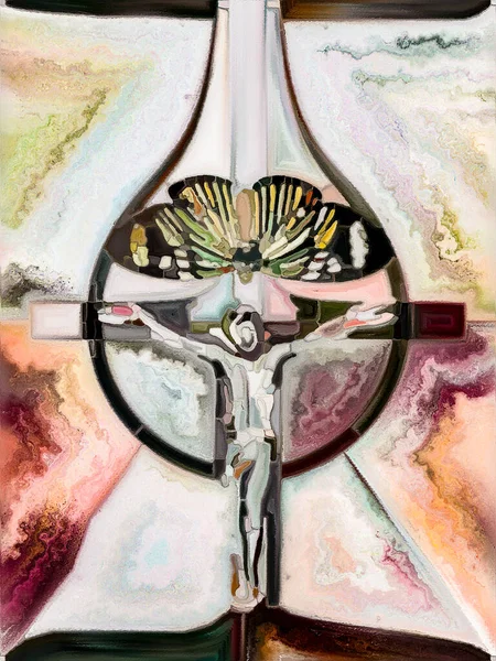 Текстура Віри Серія Cross Stain Glass Творче Розташування Кольорового Віконного — стокове фото