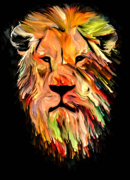 Serie Pintura Animal Cabeza León Pintura Colorida Sobre Tema Imaginación —  Fotos de Stock