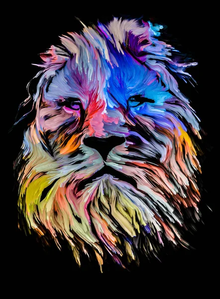 Серия Animal Paint Львиный Портрет Многоцветной Живописи Тему Воображения Творчества — стоковое фото