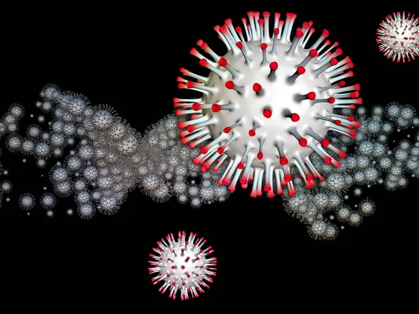 Mondi Coronavirus Serie Epidemica Virale Illustrazione Particelle Coronavirus Microelementi Spaziali — Foto Stock