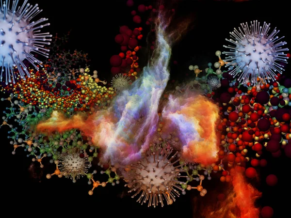 Rendering Particelle Virali Coronavirus Elementi Molecolari Astratti Tridimensionali Sul Tema — Foto Stock
