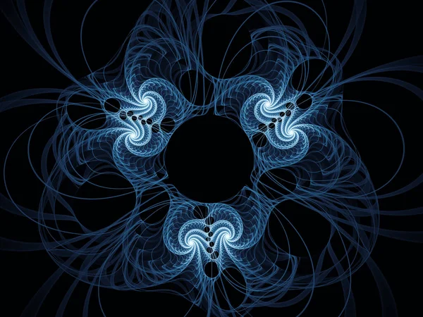 Візуалізація Серії Математики Блакитні Лінії Фрактального Всесвіту Візуалізація Віртуальної Топології — стокове фото