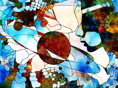 Lekeli Glass Forever serisi. Çocuk profili ve bilgiye susamışlığı ve eğitimi simgeleyen organik çizgilerle betimlenmiş bir gezegen..