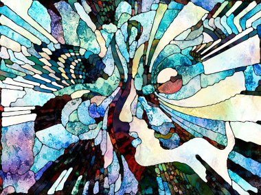 Lekeli Glass Forever serisi. Sanat, uzay bölünmesi ve tasarım projeleri için uygun renk parçaları, şekil desenleri ve sembollerin bileşimi