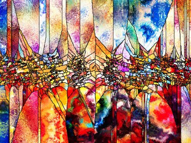 Lekeli Glass Forever serisi. Tasarım, yaratıcılık ve hayal gücüyle ilgili projeler için arkaplan görevi görecek çizgilerden, şekillerden ve renk modellerinden oluşan tasarım