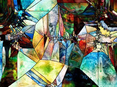 Lekeli Glass Forever serisi. Tasarım, yaratıcılık ve hayal gücü konularındaki çizgiler, şekiller ve renk kalıplarından oluşan soyut tasarım