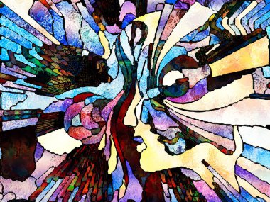 Lekeli Glass Forever serisi. Sanat, uzay bölünmesi ve tasarım projeleri için uygun renk parçaları, şekil desenleri ve sembollerin soyut düzenlenmesi