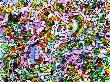 Kurşunlu cam desen serisi. Soyut tasarım sanat, Uzay Bölümü ve tasarım konusunda vitray kavramı çalışmanın yapılmış