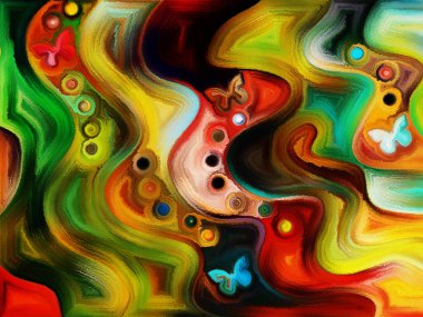 Düzenlenmesi vibrantly yaratıcılık, hayal gücü, sanat ve tasarım konusunda soyut şekiller boyalı