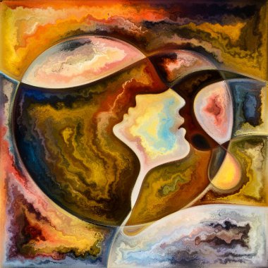 Benlik Biçimleri. Colors In Us serisi. Yaşam, drama, şiir ve algı projeleri için insan siluetleri, sanat dokuları ve renklerinden oluşan arkaplan etkileşimi