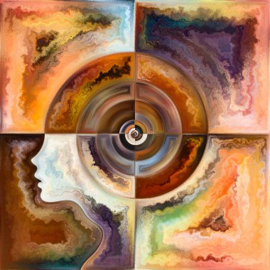 İç Spiral serisi. İnsan yüz hatlarının etkileşimi ve zihin, ruh, iç dünya ve bilinç konularındaki geometrik yapılar.