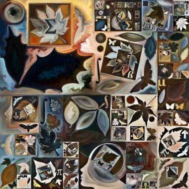 Spektral bitki. Gizli şifre serisi. İnsan siluetleri, sanat dokuları ve renklerinden oluşan sanatsal soyutlama, iç hayat, drama, şiir ve algı konularında etkileşime girer.