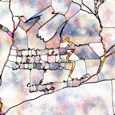 Soyut kavramlar için vitray efektleri üzerine sanat çalışması. Sanat ve tasarım projelerinde yaratıcı unsur olarak kullanılmak üzere