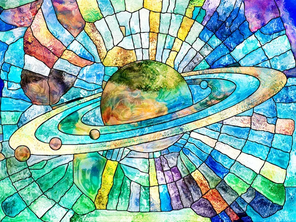 Серіал Скляна Вічність Зображення Сатурна Планети Виконані Мозаїчним Стилем Тему — стокове фото
