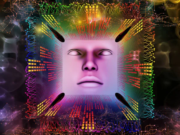 Série Inteligência Artificial Design Composto Por Ilustração Face Humana Elementos — Fotografia de Stock