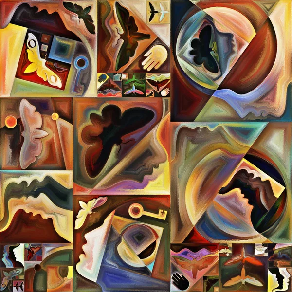 Serie Crittografia Interna Collage Forme Organiche Astratte Texture Artistiche Colori — Foto Stock