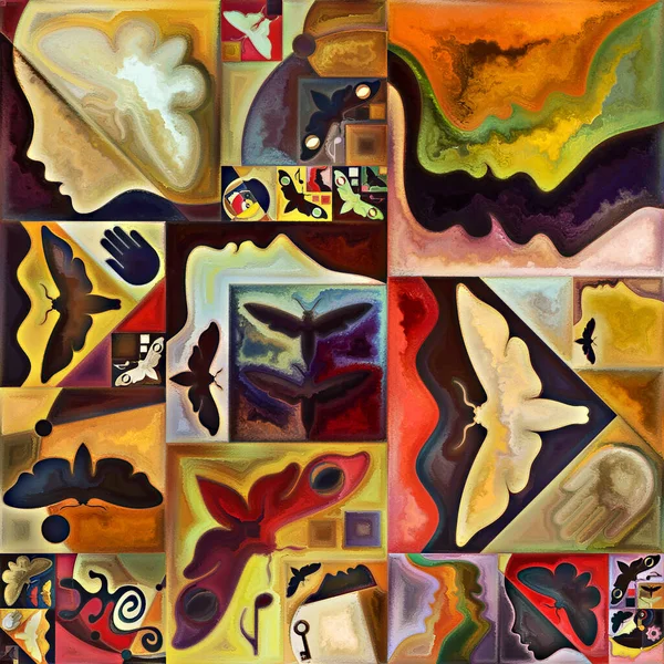 Внутренняя Серия Шифрования Красочный Коллаж Абстрактных Органических Форм Художественных Текстур — стоковое фото