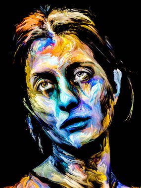 Renkli Kadın serisi. Yaratıcılık, hayal gücü ve sanat konularında genç bir kadının canlı portresi.