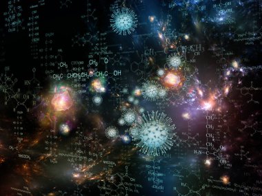 Coronavirus Gerçekliği. Viral Salgın Serisi. Virüs, salgın hastalık, enfeksiyon, hastalık ve sağlık konularındaki tasarımları tamamlamak için üç boyutlu Coronavirus parçacıkları ve mikro uzay elementleri