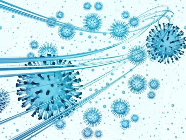Coronavirus Mikro Dünyası. Viral Salgın Serisi. Coronavirus parçacıkları ve mikro uzay elementlerinin virüs, salgın, enfeksiyon, hastalık ve sağlık projelerinde arka plan görevi görmesi için 3D Illustration