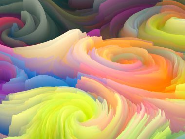 Renk Fırtınası serisi. Sanat ve tasarım konularında duvar kağıdı veya arkaplan görevi görecek üç boyutlu renkli boya dalgaları oluşturma