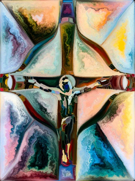 Shards Belief Cross Stained Glass Series Abstract Background Made Organic — 스톡 사진