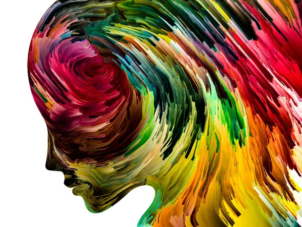 Disturbing Thoughts Series Thick Paint Motion Human Face Silhouette Artwork — Stock Photo, Image