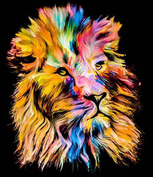 Série Animal Paint Portrait Multicolore Lion Peinture Vibrante Sur Thème — Photo