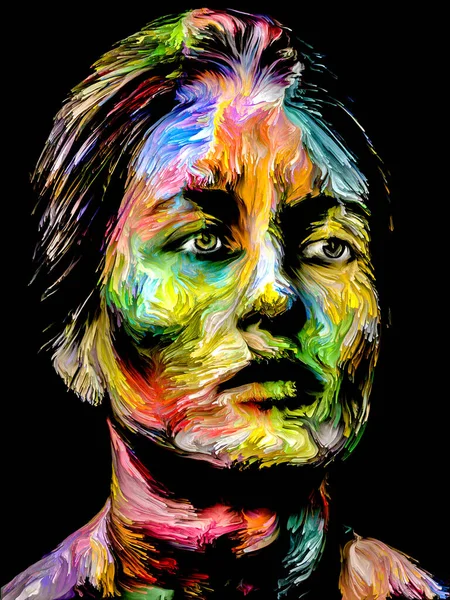 Ludzie Serii Color Kolorowy Malowany Abstrakcyjny Portret Młodej Kobiety Temat — Zdjęcie stockowe