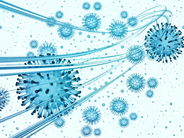 Coronavirus Mikro Dünyası. Viral Salgın Serisi. Coronavirus parçacıkları ve mikro uzay elementlerinin virüs, salgın, enfeksiyon, hastalık ve sağlık projelerinde arka plan görevi görmesi için 3D Illustration