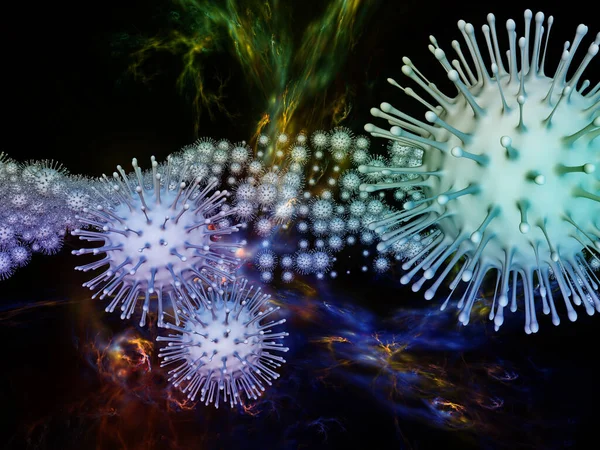 Coronavirus Kimya Viral Salgın Serisi Coronavirus Parçacıkları Mikro Uzay Elementlerinin — Stok fotoğraf