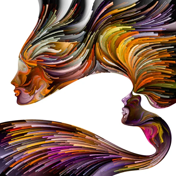Emocjonalna Seria Paletek Siły Przednie Abstrakcyjne Malowanie Żywych Barw Kobiecych — Zdjęcie stockowe