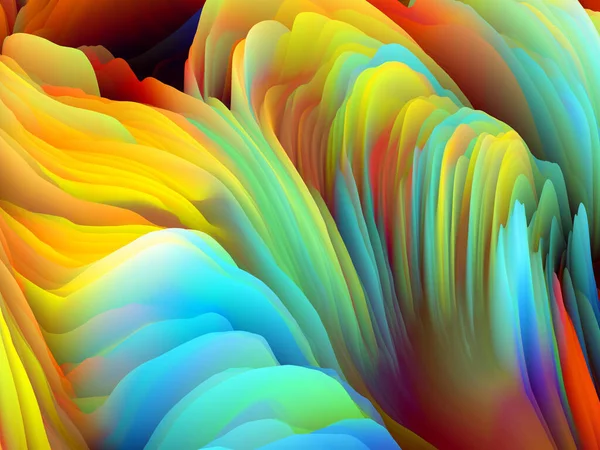 彩色风暴系列 三维渲染虚拟绘画的彩色脊 作为艺术和设计主题的墙纸或背景 — 图库照片