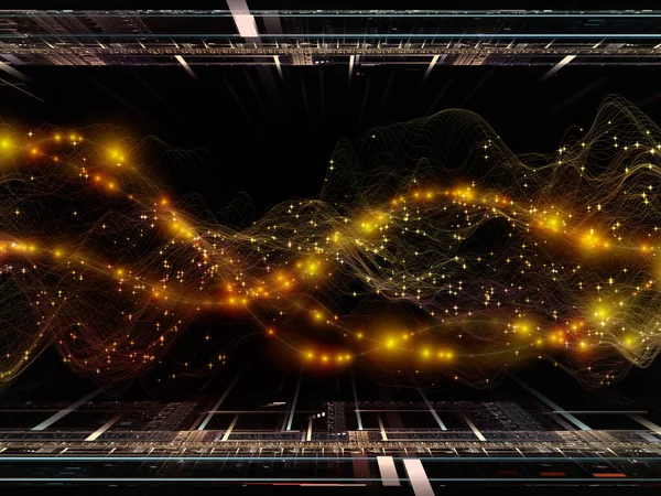 Віртуальний Мікросвіт Серія Віртуальних Хвиль Розробка Горизонтальних Синусоїдних Хвиль Світлових — стокове фото