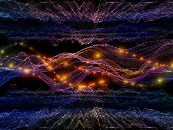 Virtual Universe Virtual Wave Series Arrangement Horizontal Sine Waves Light — Stock Photo, Image