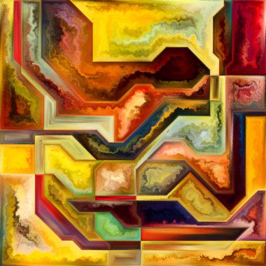 Form Sevinity serisi. Sanat, tasarım, yaratıcılık ve hayal gücü konularındaki renkli şekillerin ve dokuların kare arkaplanı.