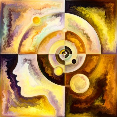 İç Spiral serisi. Zihin, ruh, iç dünya ve bilinç konularındaki insan yüzü çizgileri ve geometrik yapılar..