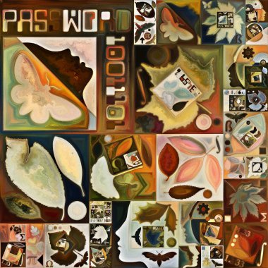 Gradyan Akış. Gizli şifre serisi. İnsan siluetlerinin etkileşimi, sanat dokuları ve renklerin iç hayat, drama, şiir ve algıyla ilgili etkileşimi