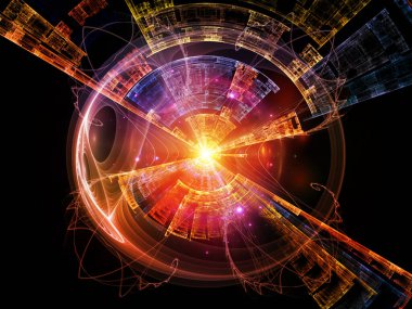 Concentric Teknoloji serisi. Serbest simetrik fraktal yapıların etkileşimi ve bilim ve modern teknoloji üzerine ışık.