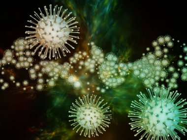 Coronavirus Gerçekliği. Viral Salgın Serisi. Virüs, salgın hastalık, enfeksiyon, hastalık ve sağlık konularındaki tasarımları tamamlamak için üç boyutlu Coronavirus parçacıkları ve mikro uzay elementleri