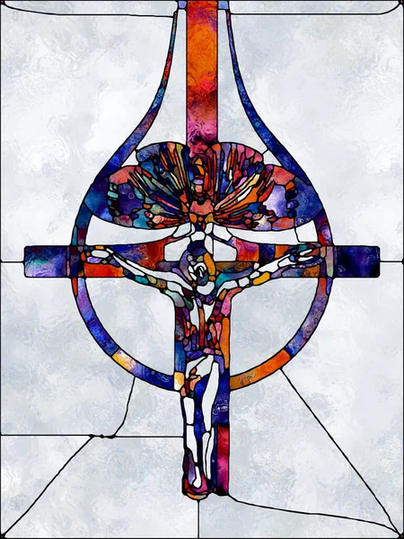 Textuur Van Het Geloof Cross Stained Glass Serie Creatieve Schikking — Stockfoto