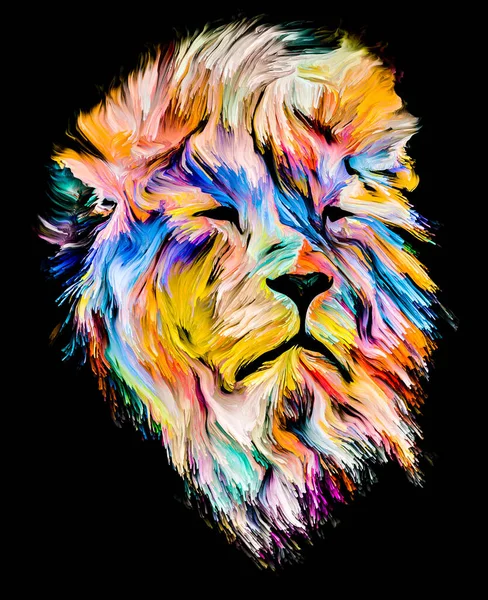 Серия Animal Paint Портрет Льва Красочной Живописи Тему Воображения Творчества — стоковое фото