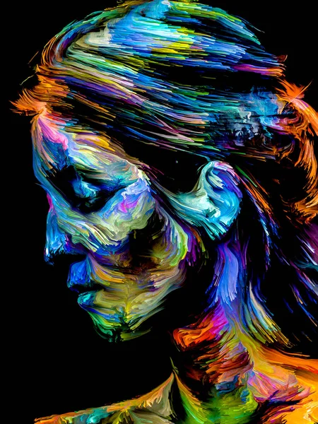 Kvinna Färgserien Abstrakt Strukturerad Målning Porträtt Ung Kvinna Temat Kreativitet — Stockfoto