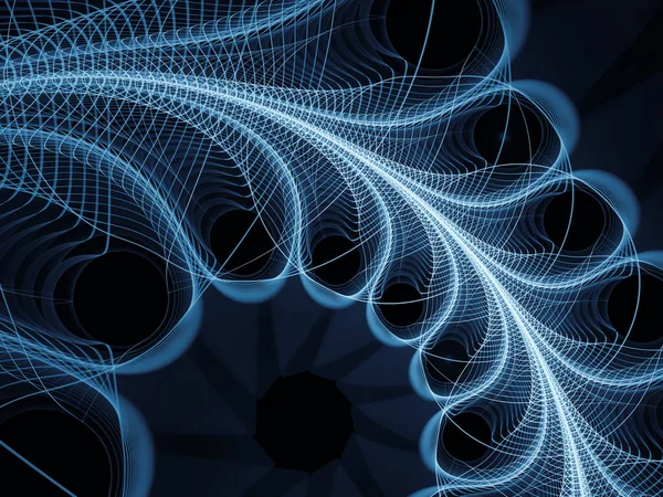 Vizualizační Matematické Série Modré Čáry Fraktálního Vesmíru Intricate Rendation Virtual — Stock fotografie