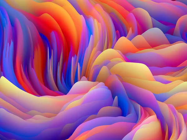 表面扭转 维波系列 旋转彩色纹理的组成 3D渲染随机湍流作为艺术 创造力和设计的隐喻 — 图库照片