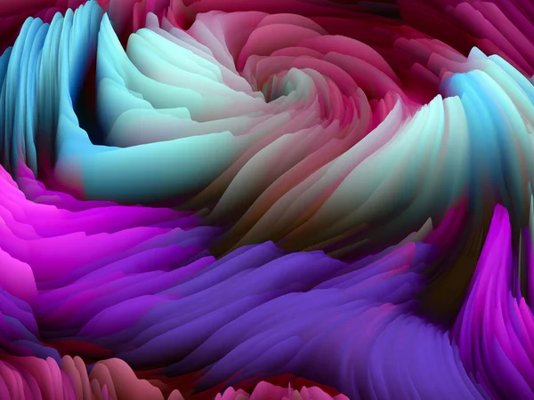 ツイストペイント 次元波シリーズ 渦巻く色のテクスチャで作られたデザイン アート 創造性とデザイン上のプロジェクトのためのランダム乱流の3Dレンダリング — ストック写真
