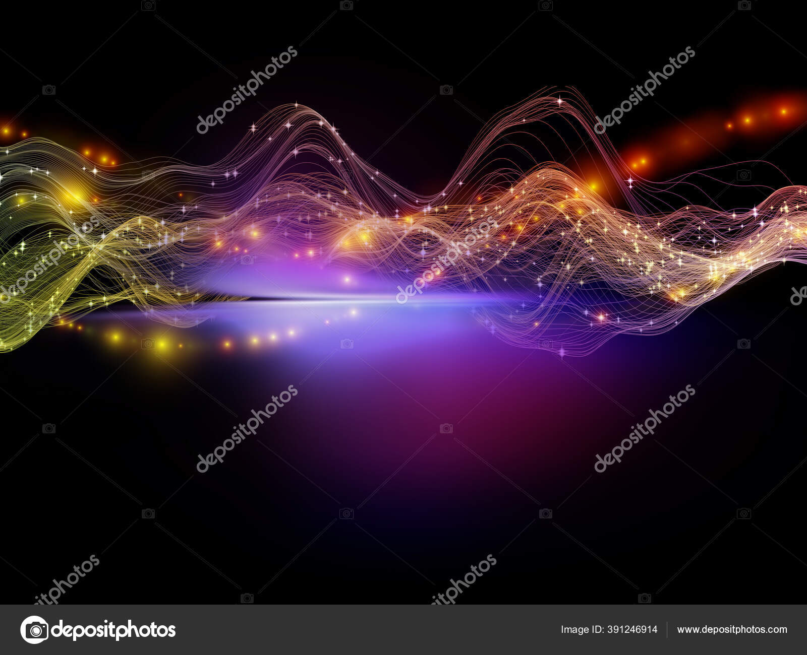Data Space Virtual Wave Series Composition Horizontal Sine Waves Light