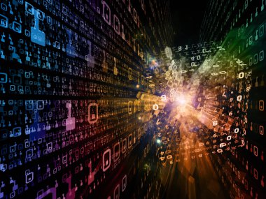 Matematik, bilim ve eğitim konularında uzayda sayıların ve ışıkların 3B çizimi