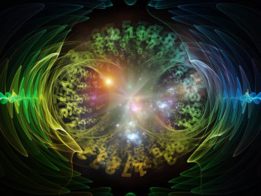 Dijital Radyasyon serisi. Bilim ve teknoloji konusunda sayıların ve fraktal elementlerin etkileşimi